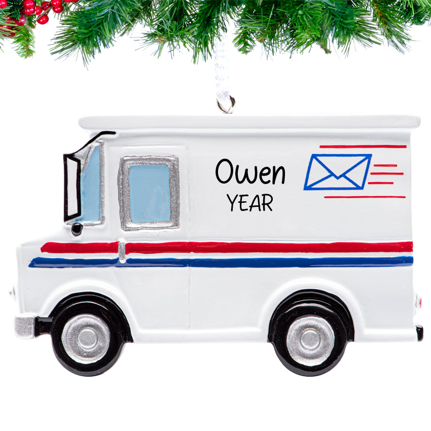 Personalized Mail Truck Christmas Ornament