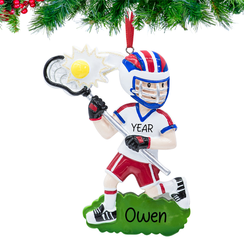 Personalized Lacrosse Boy Christmas Ornament 2025