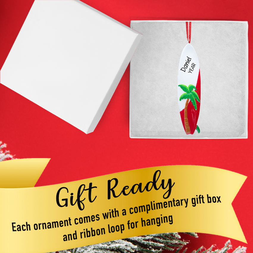 Personalized Surfboard Christmas Ornament