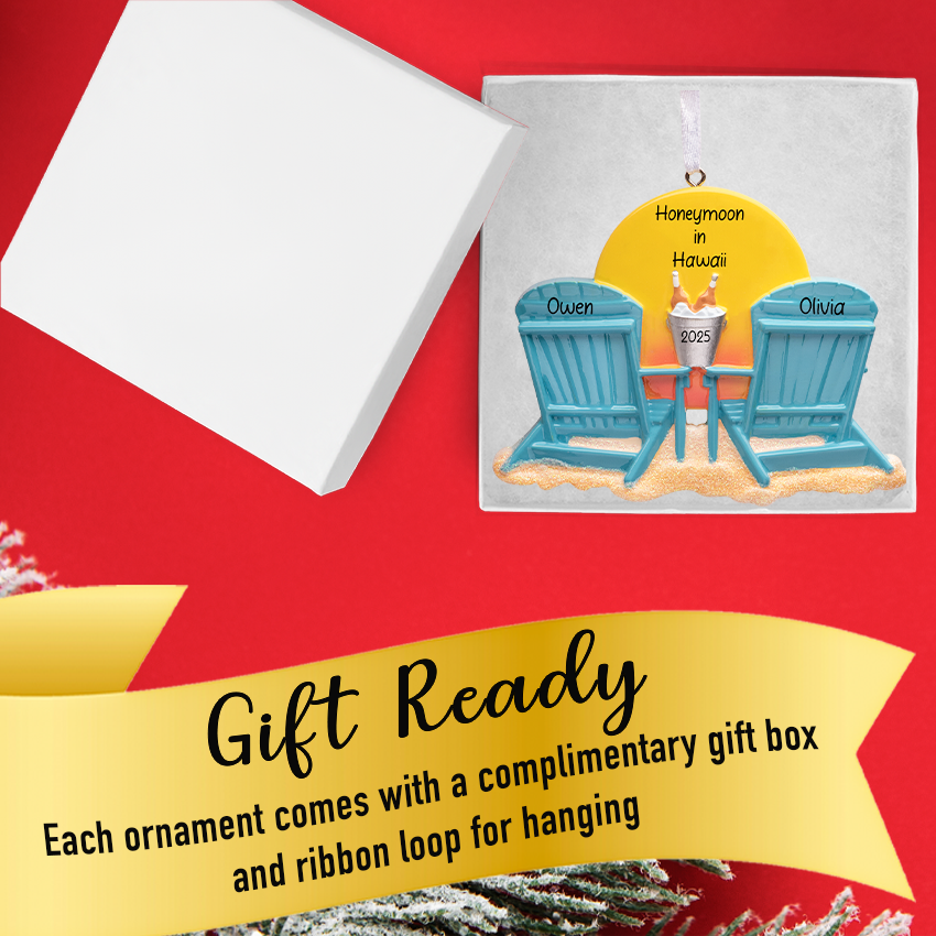 Personalized Beach Chair Couple Christmas Ornament 2025