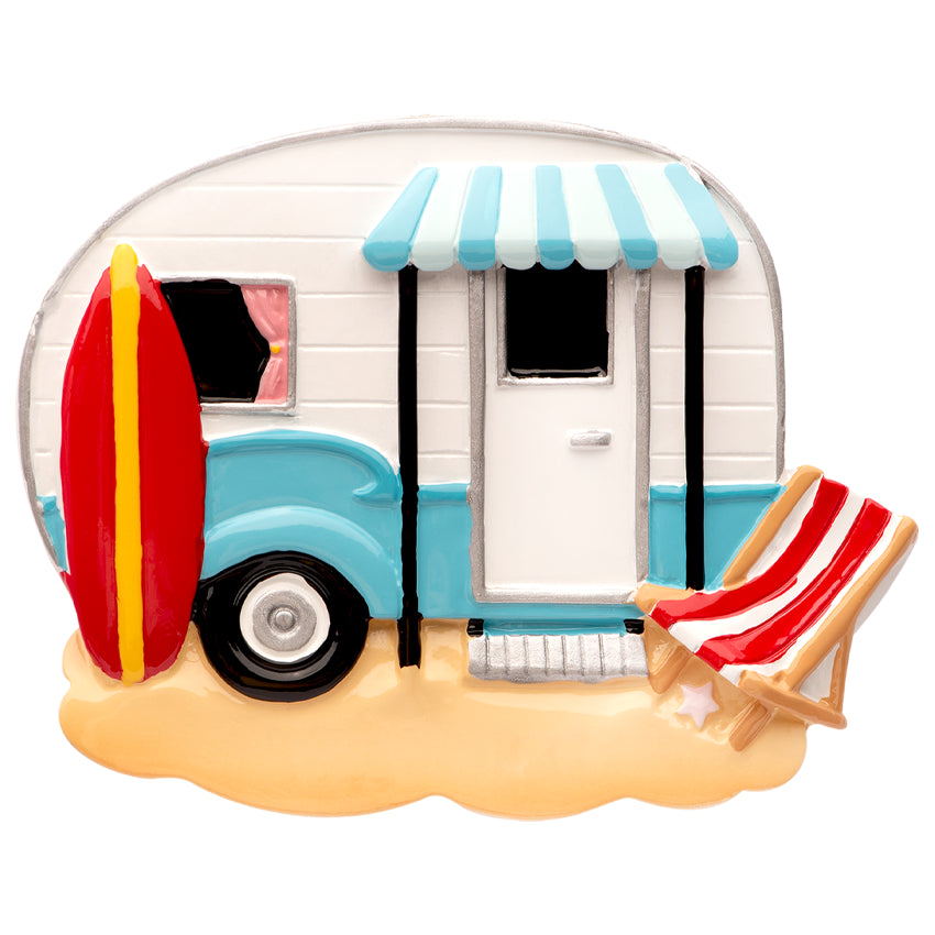 Personalized RV Camper Christmas Ornament - Beach Camping