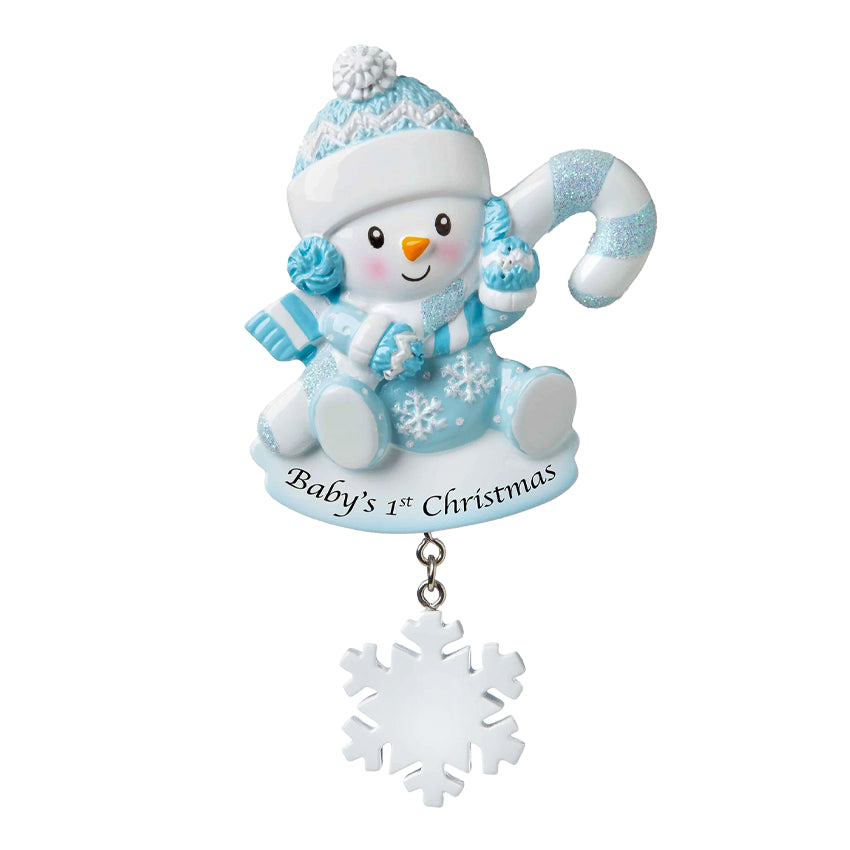 Personalized Baby's First Christmas Snowbaby Ornament Boy