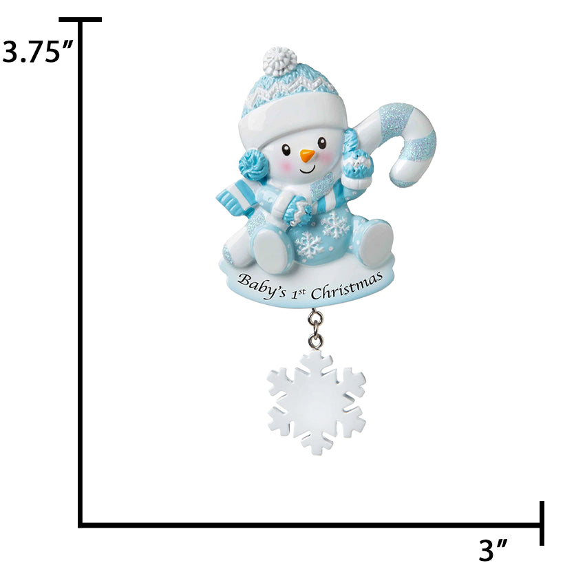 Personalized Baby's First Christmas Snowbaby Ornament Boy