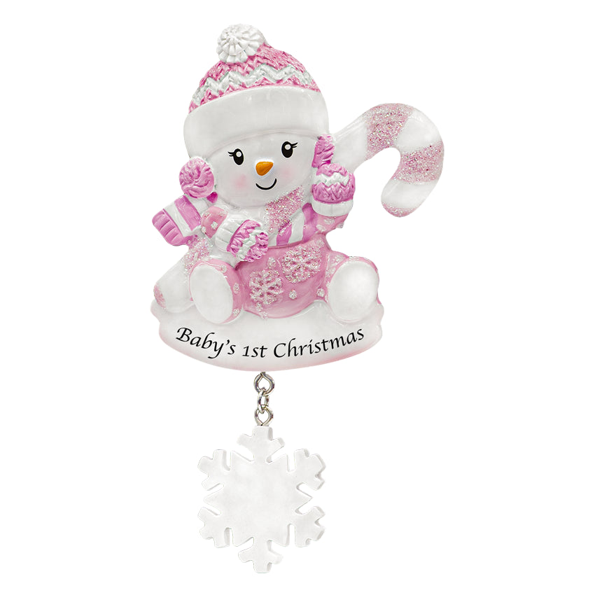 Personalized Baby's First Christmas Snowbaby Ornament Girl