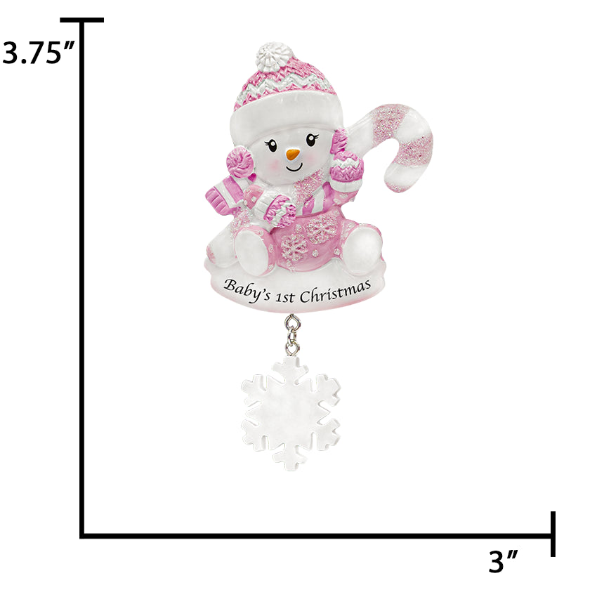 Personalized Baby's First Christmas Snowbaby Ornament Girl
