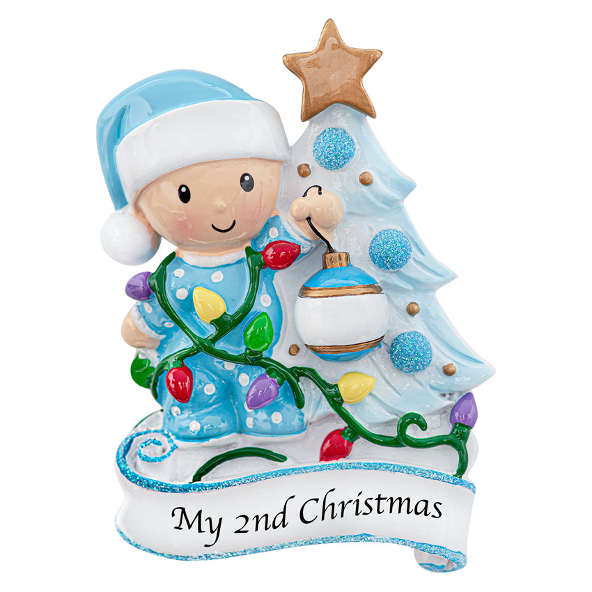 Personalized Baby's Second Christmas Ornament Boy