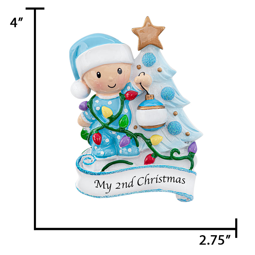 Personalized Baby's Second Christmas Ornament Boy
