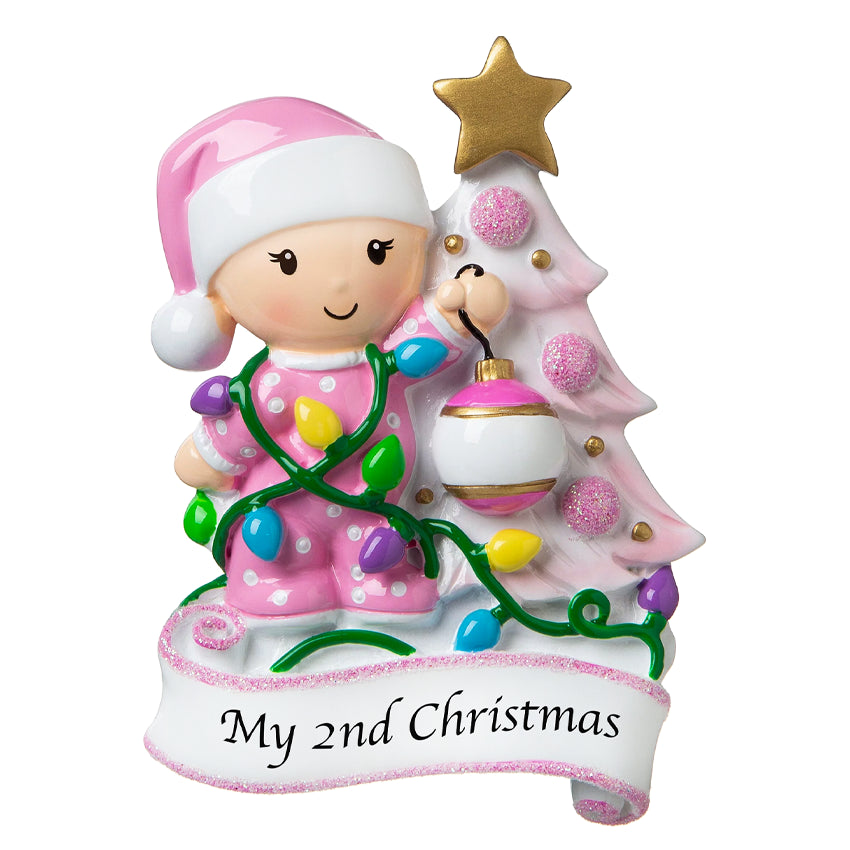 Personalized Baby's Second Christmas Ornament Girl