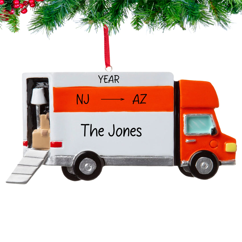 Personalized Moving Van Christmas Ornament