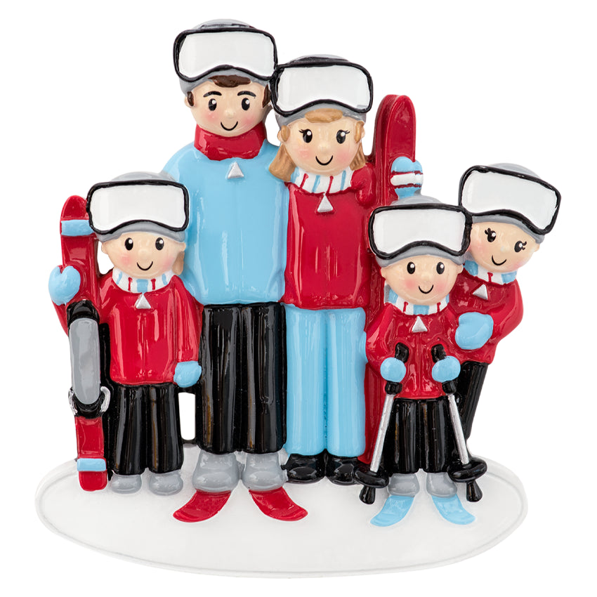 Custom Ski Family of 5 Christmas Ornament