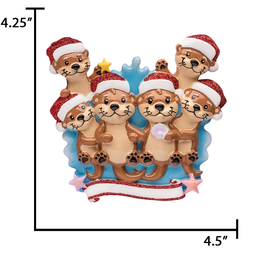 Personalized Otter Family of 6 Christmas Ornament