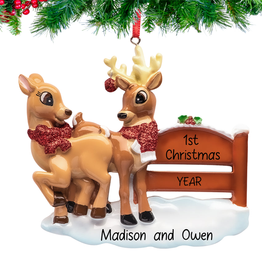 Personalized Reindeer CoupleOur First Christmas Together Ornament