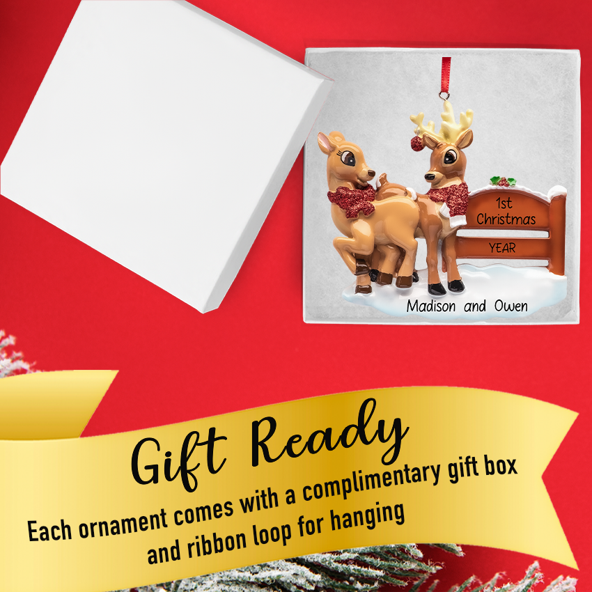 Personalized Reindeer CoupleOur First Christmas Together Ornament