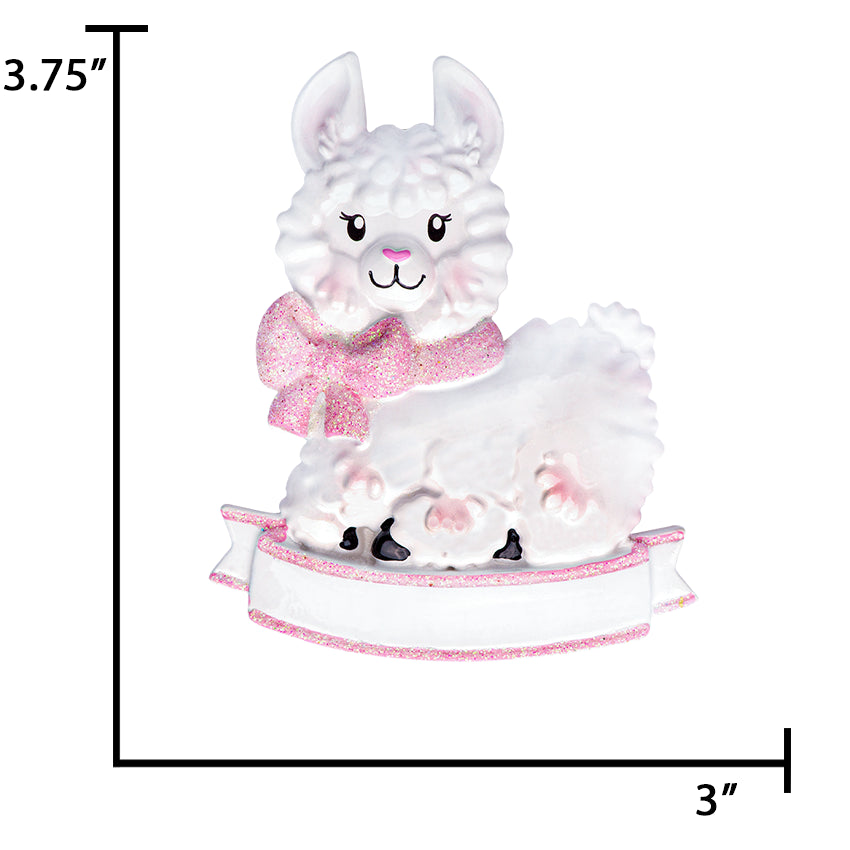 Personalized LLama Baby's First Christmas Ornament for Girl