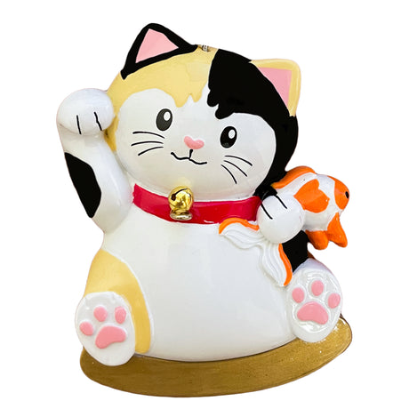 Personalized Lucky Cat Christmas Ornament / Maneki-neko
