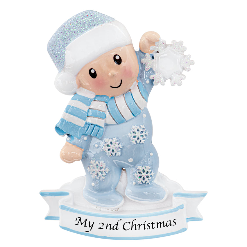 Personalized Baby's Second Christmas Ornament - Boy
