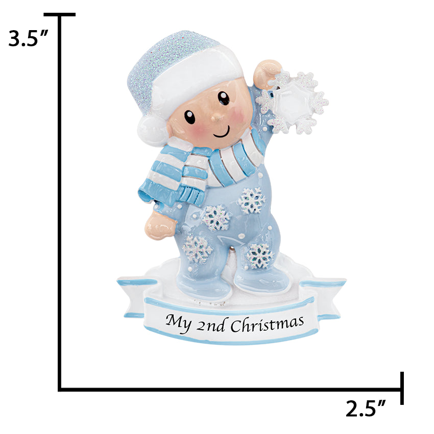 Personalized Baby's Second Christmas Ornament - Boy