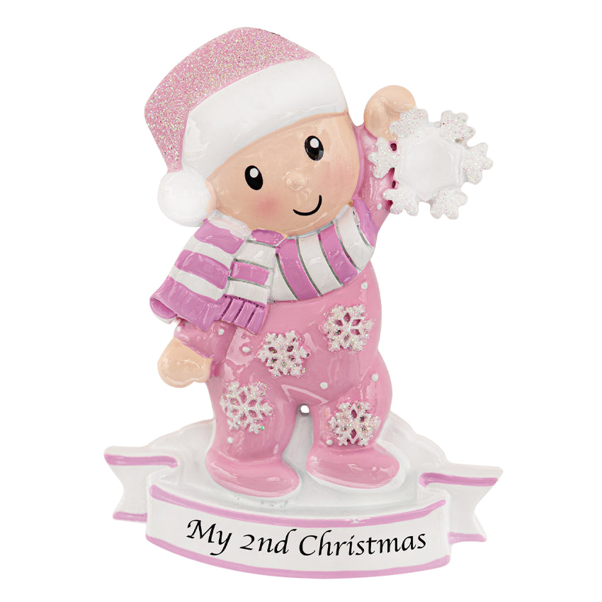 Personalized Baby's Second Christmas Ornament - Snowflake