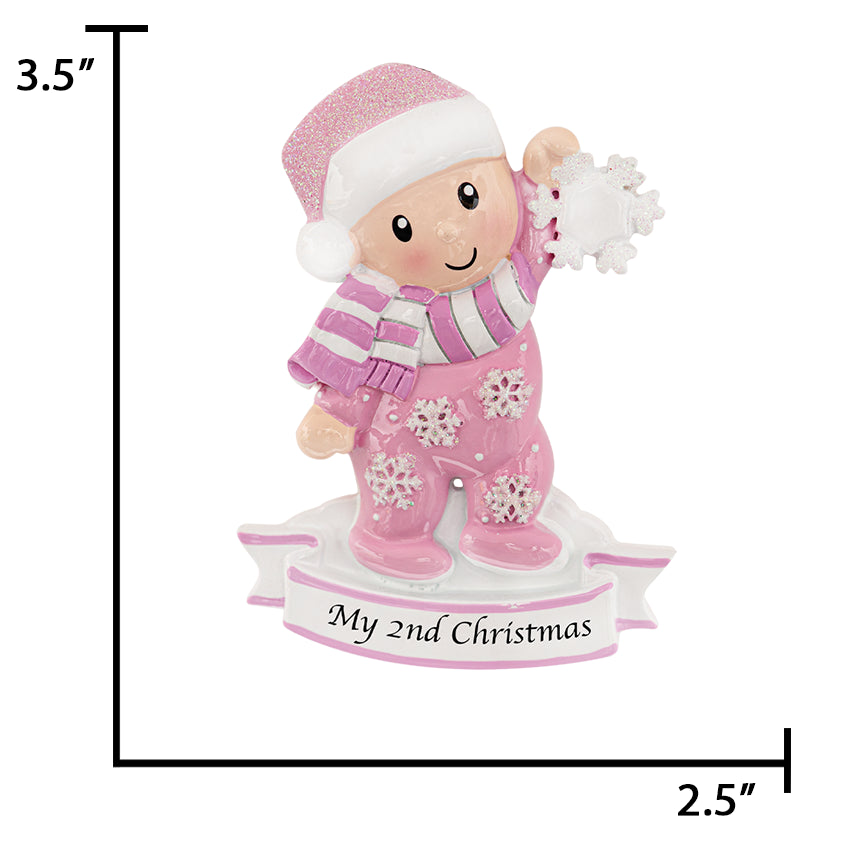 Personalized Baby's Second Christmas Ornament - Snowflake