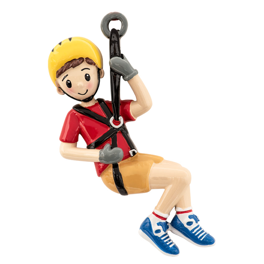 Personalized Zipline Boy Christmas Ornament
