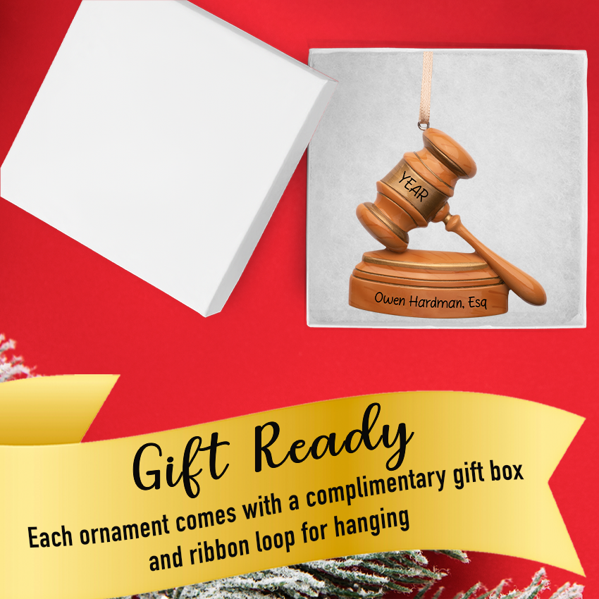 Personalized Gavel and Sound Block Christmas Ornament