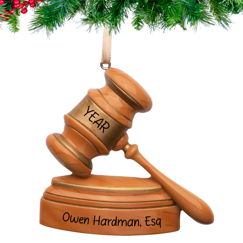 Personalized Gavel and Sound Block Christmas Ornament
