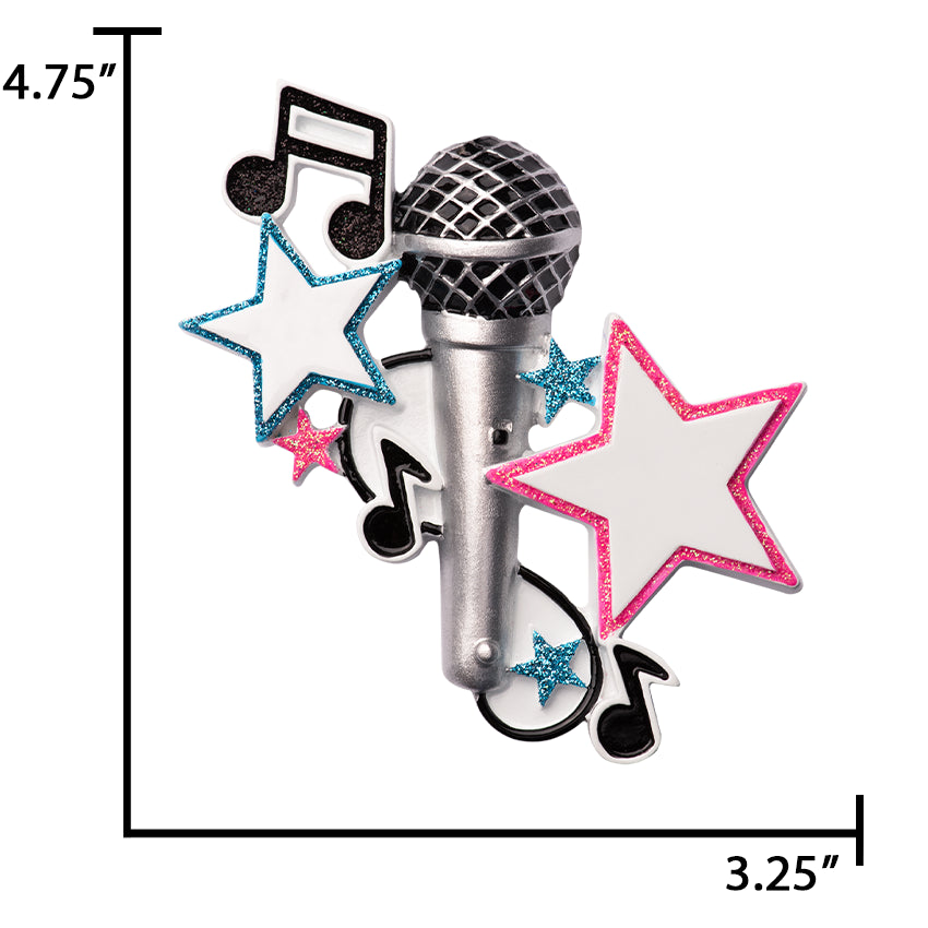 Personalized Singer Christmas Ornament / Microphone