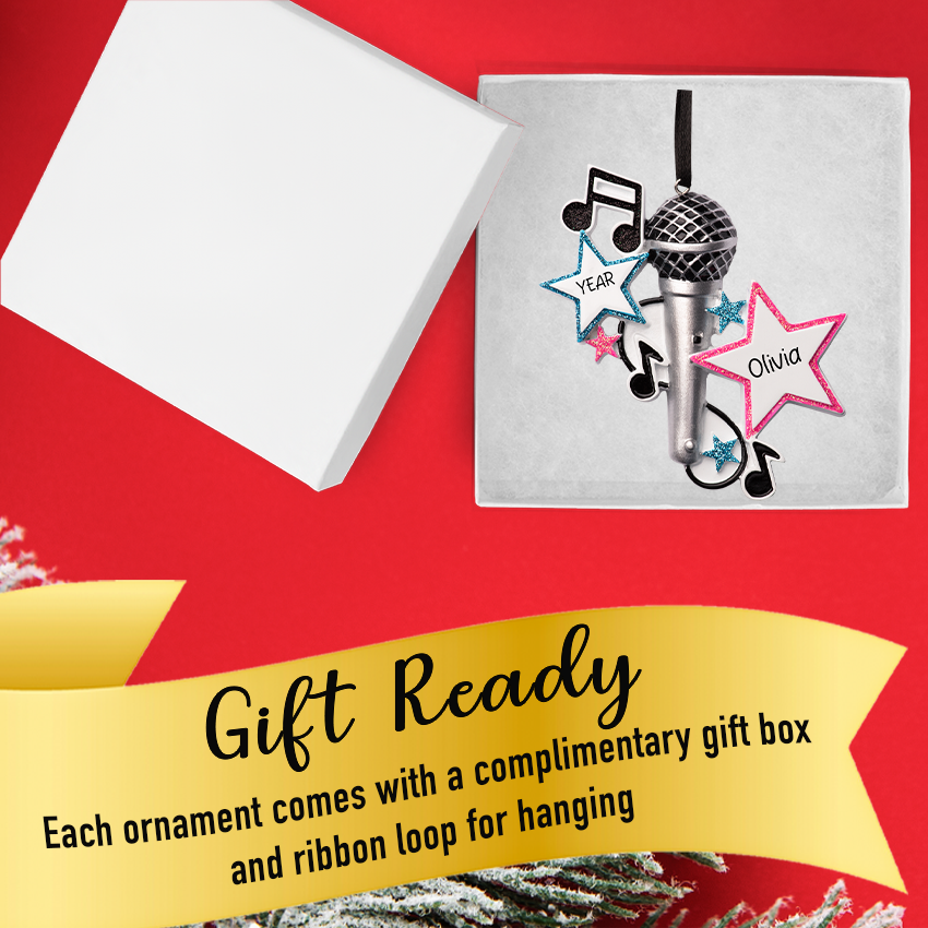 Personalized Singer Christmas Ornament / Microphone
