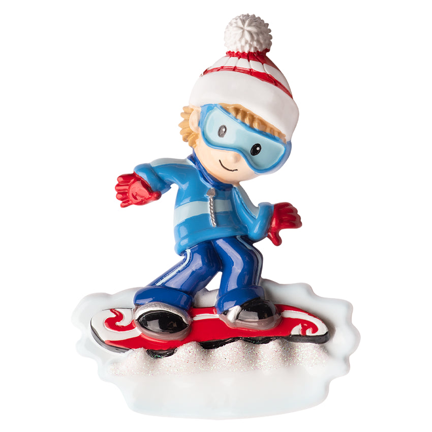 Personalized Snowboarding Boy Christmas Ornament