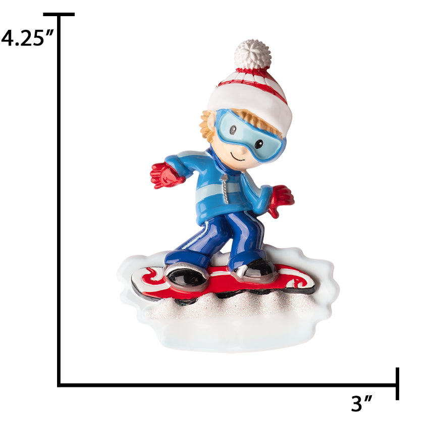 Personalized Snowboarding Boy Christmas Ornament