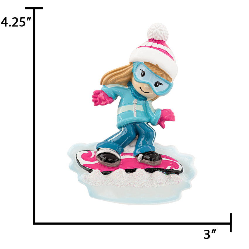 Personalized Snowboarding Girl Christmas Ornament