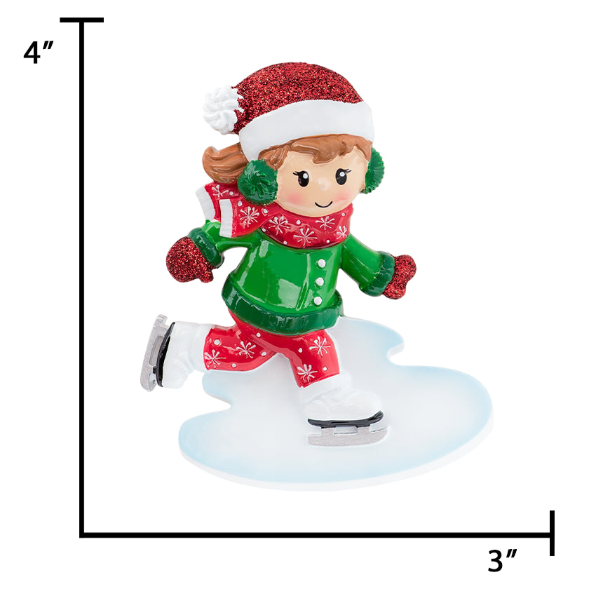 Personalized Ice Skater Girl Christmas Ornament