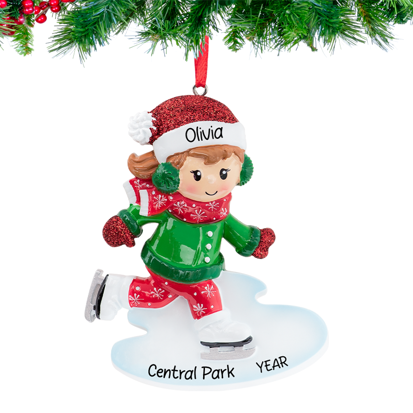 Personalized Ice Skater Girl Christmas Ornament