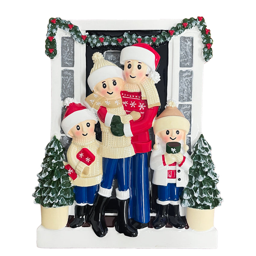 Personalized Door Family of 4 Christmas Ornament