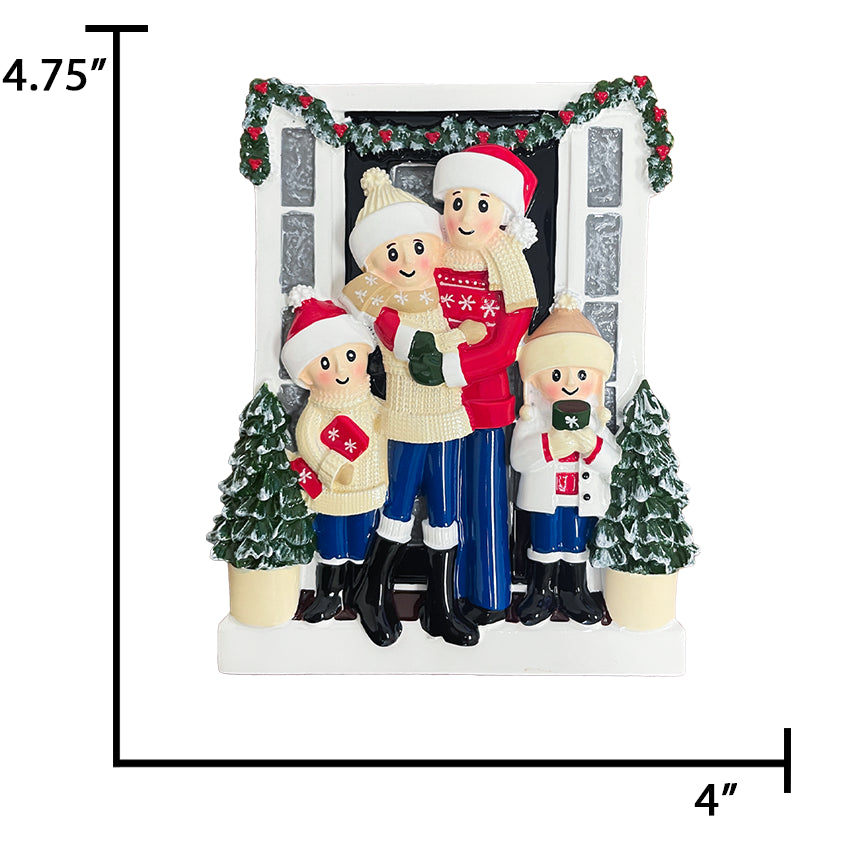 Personalized Door Family of 4 Christmas Ornament