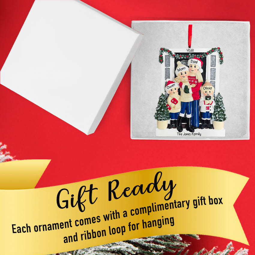 Personalized Door Family of 4 Christmas Ornament