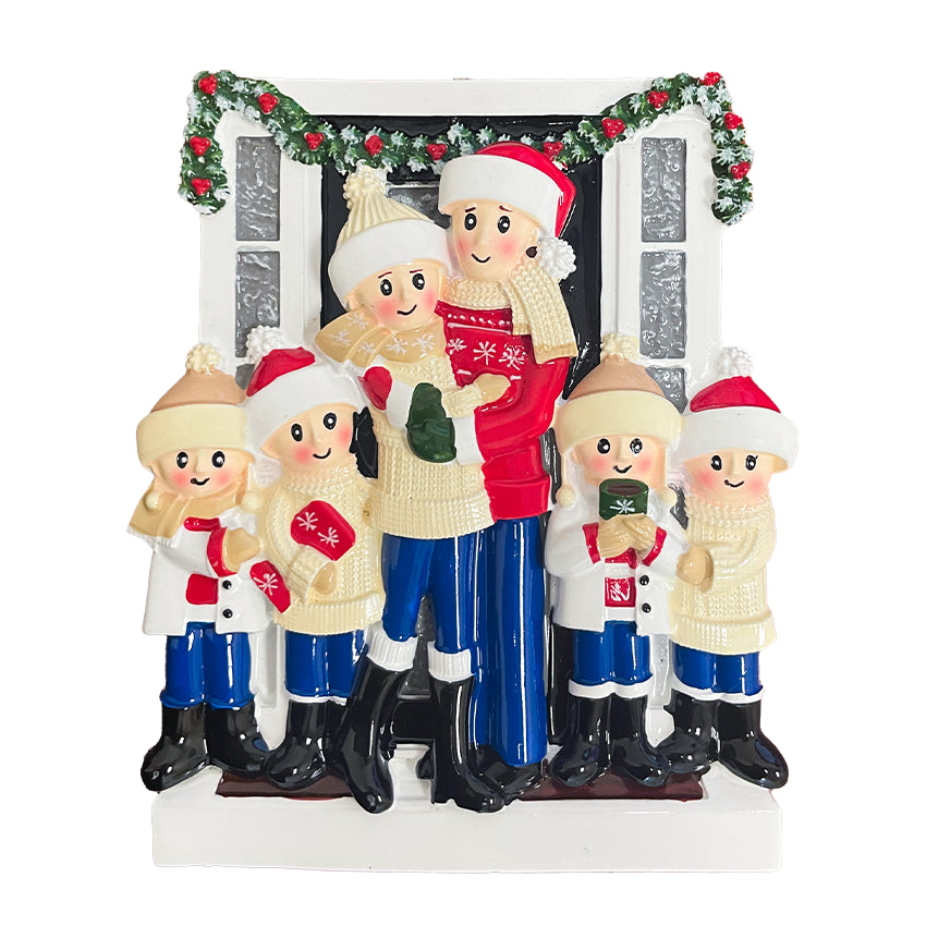Personalized Door Family of 6 Christmas Ornament