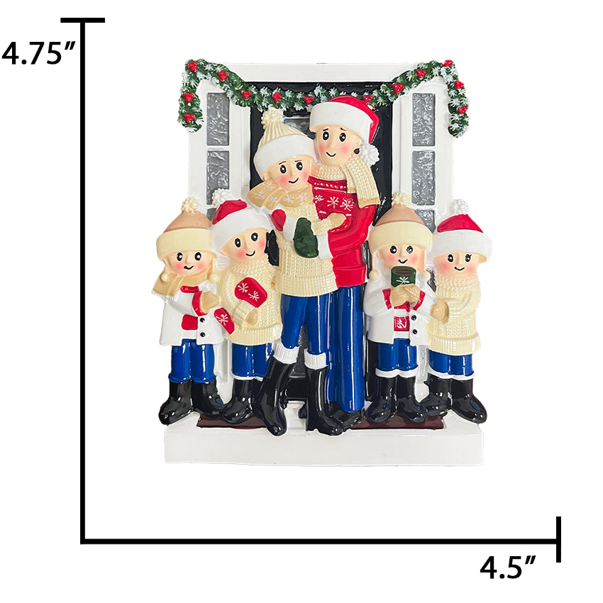 Personalized Door Family of 6 Christmas Ornament
