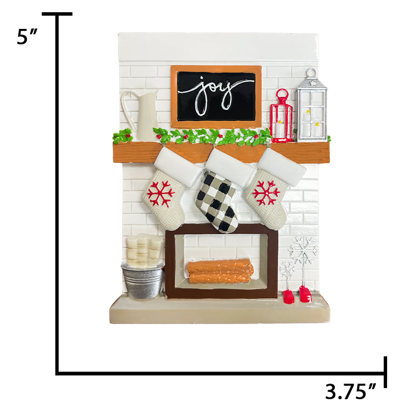 Personalized Fireplace Mantel Family of 3 Christmas Ornament