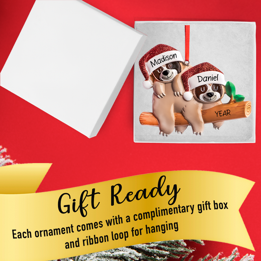 Personalized Sloth Couple Christmas Ornament