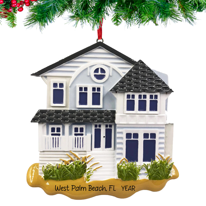 Personalized Beach House Christmas Ornament