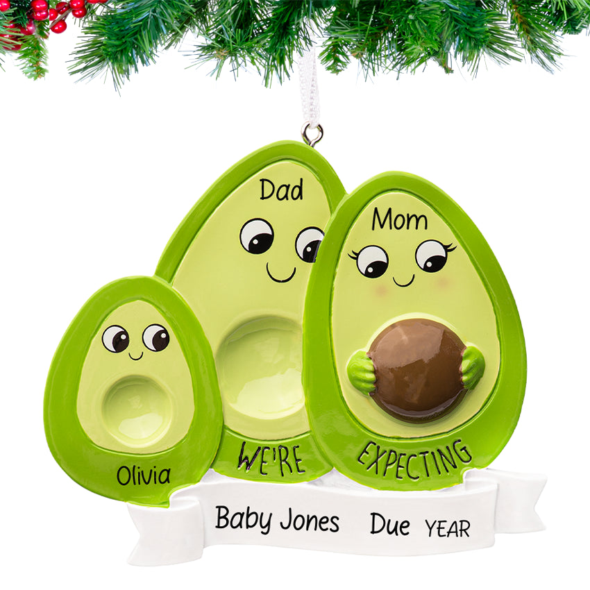 Personalized Expecting Family of 4 Christmas Ornament