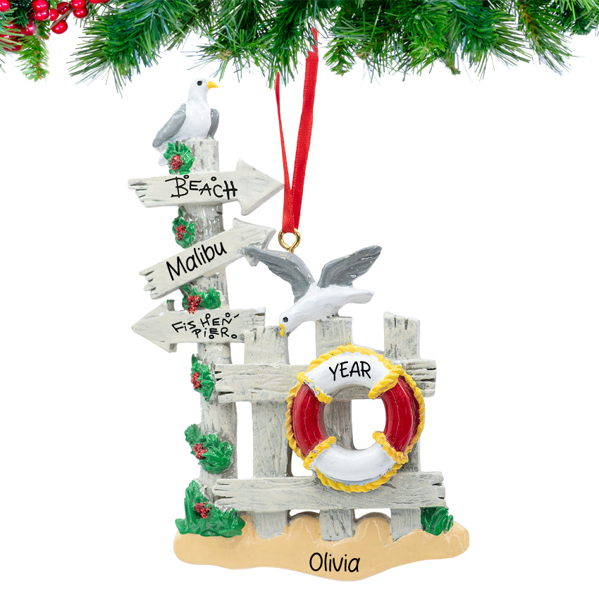 Personalized Beach Gate Christmas Ornament