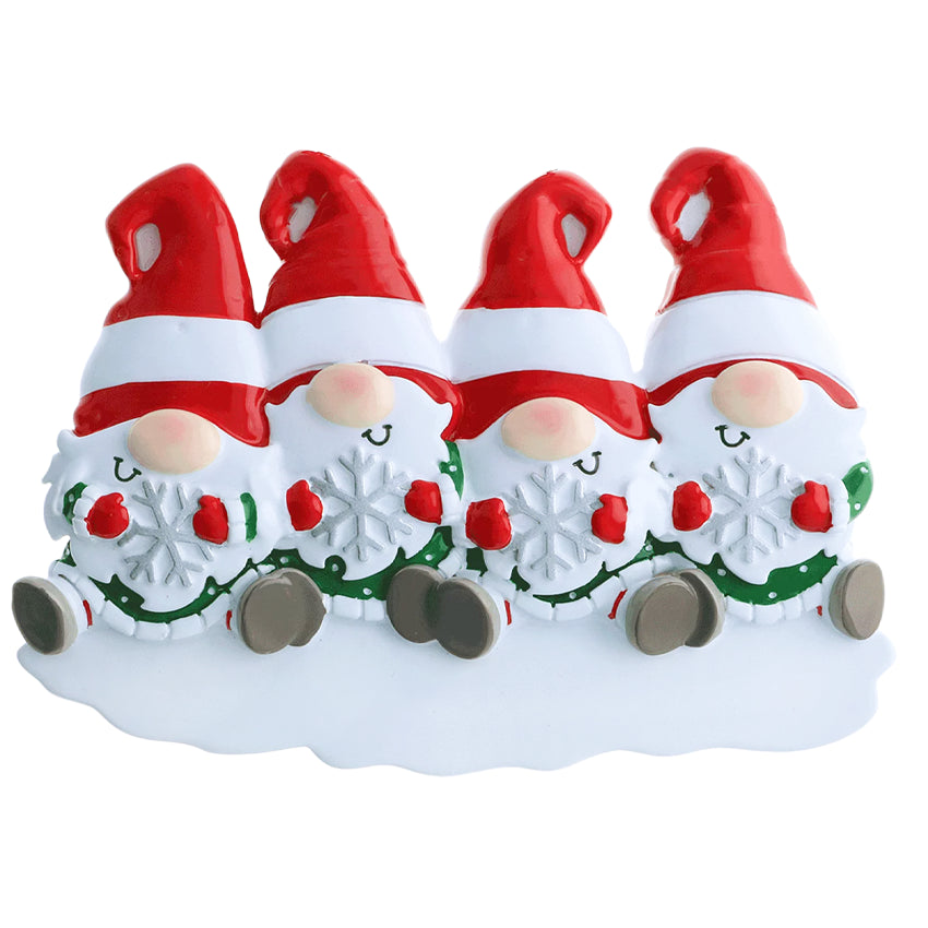 Personalized Gnome Family of 4 Christmas Ornament