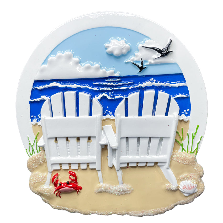 Personalized Beach Chair Couple Christmas Ornament