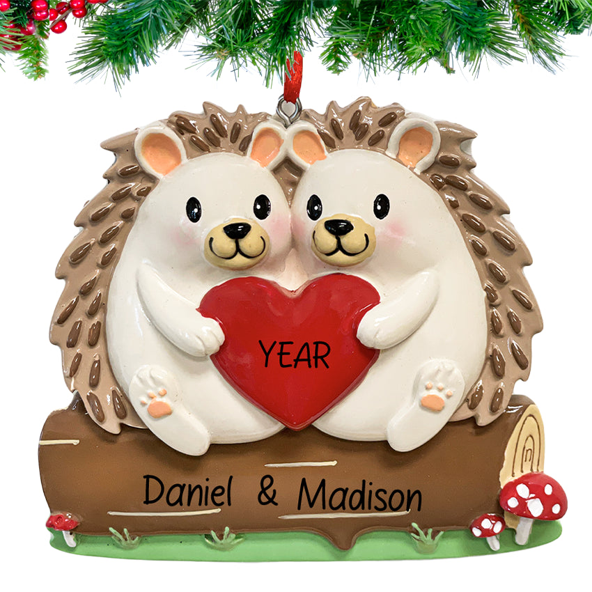 Personalized Hedgehog Couple Our First Christmas Together Ornament