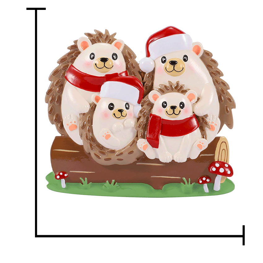Personalized Hedgehog Family of 4 People Christmas Ornament