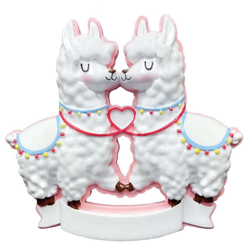 Personalized Our First Christmas Together Ornament Kissing Llama Couple