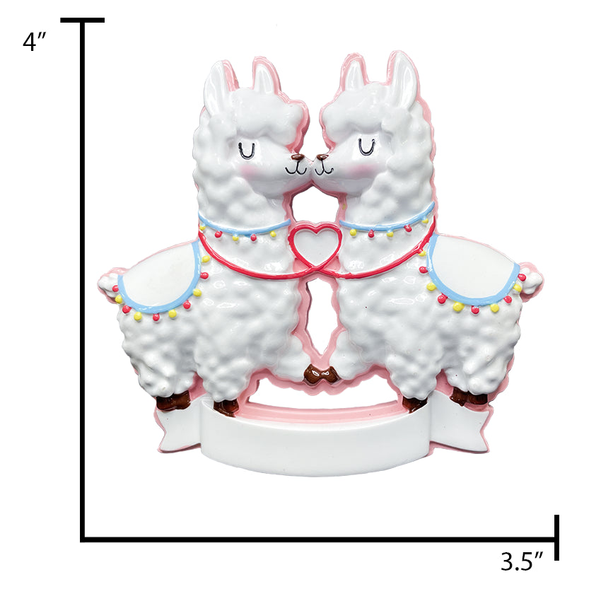 Personalized Our First Christmas Together Ornament Kissing Llama Couple
