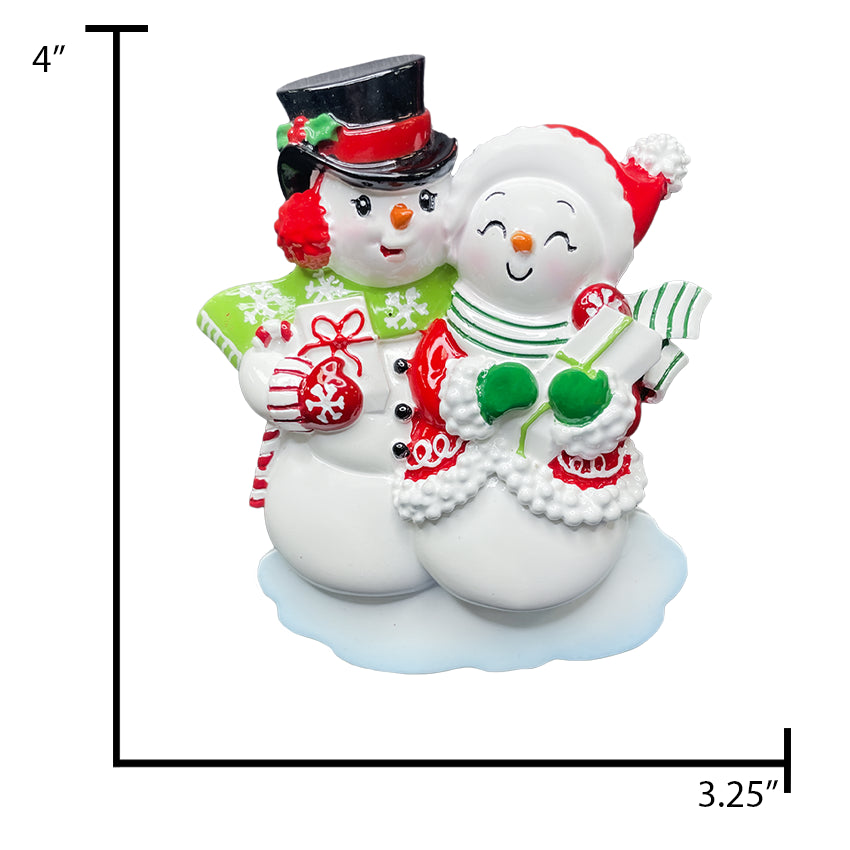 Personalized Hugging Snowman Couple Christmas Together Ornament
